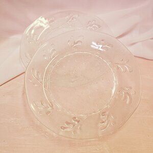 Amanda Luncheon or Salad 2pc Plate Set, Vintage Leaves & Dots, Stippled Glass
